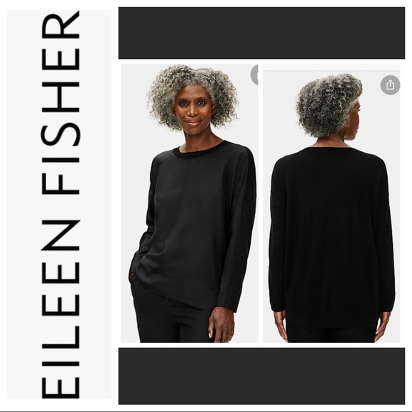 Eileen Fisher Stretch Crepe W/Silk Crew Neck Top
